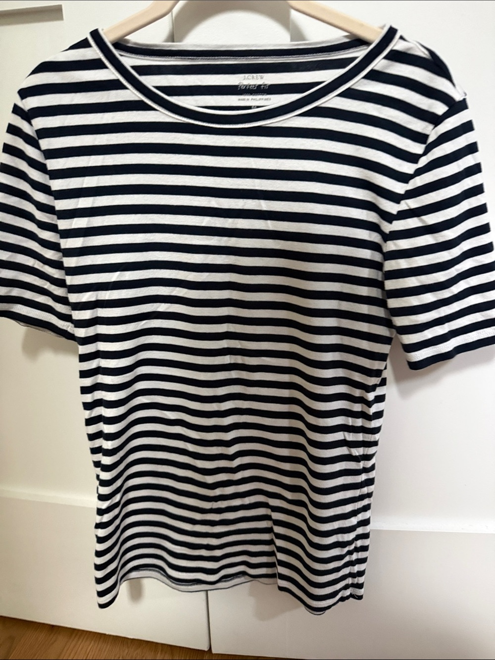 J. Crew Navy and White Striped Short Sleeve Tee